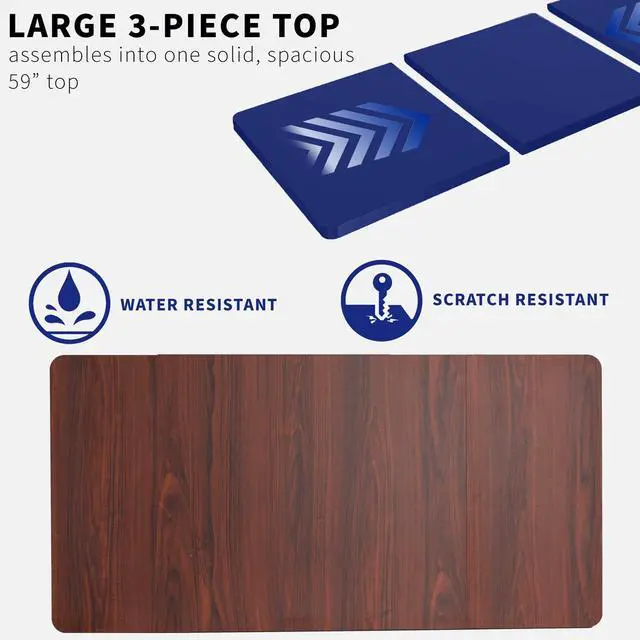 Alt view image 4 of 7 - Universal 60 x 30 inch Table Top for Standard and Sit to Stand Height Adjustable Home and Office Desk Frames, Dark Walnut Desktop, DESK-TOP60-30D