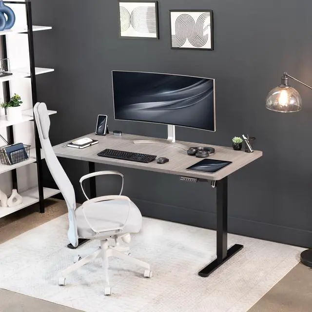 Alt view image 2 of 7 - Universal 60 x 30 inch Table Top for Standard and Sit to Stand Height Adjustable Home and Office Desk Frames, Dark Gray Desktop, DESK-TOP60-30G