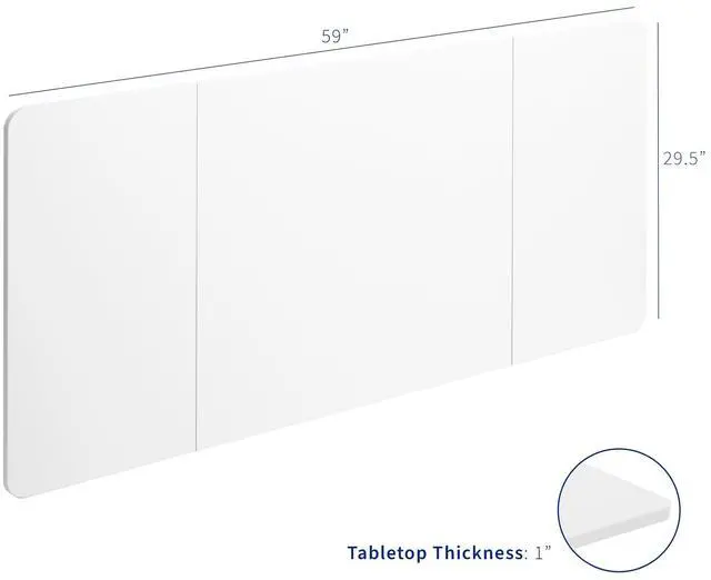 Alt view image 3 of 7 - Universal 60 x 30 inch Table Top for Standard and Sit to Stand Height Adjustable Home and Office Desk Frames, White Desktop, DESK-TOP60-30W