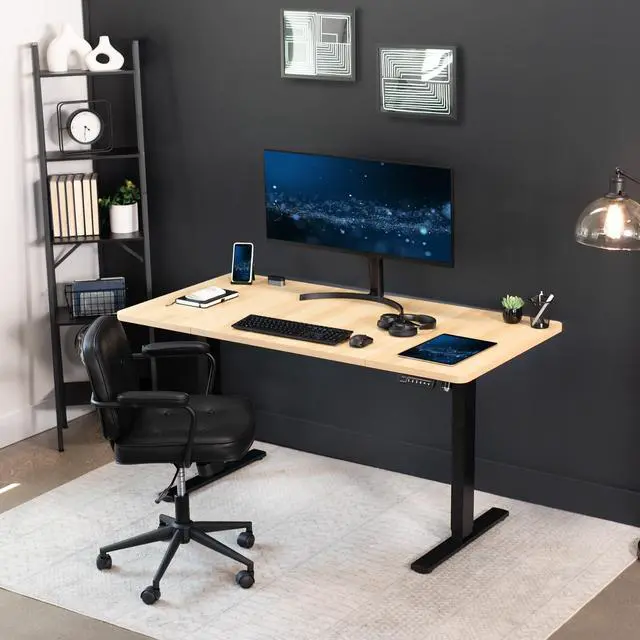 Alt view image 2 of 6 - Universal 60 x 30 inch Table Top for Standard and Sit to Stand Height Adjustable Home and Office Desk Frames, Light Wood Desktop, DESK-TOP60-30C