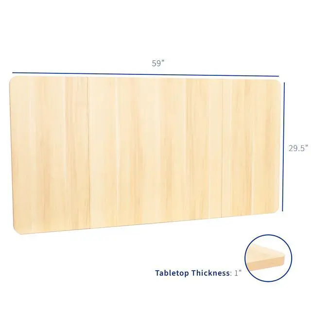 Alt view image 3 of 6 - Universal 60 x 30 inch Table Top for Standard and Sit to Stand Height Adjustable Home and Office Desk Frames, Light Wood Desktop, DESK-TOP60-30C