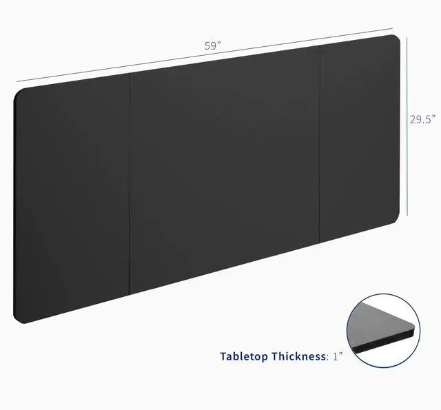 Alt view image 3 of 7 - Universal 60 x 30 inch Table Top for Standard and Sit to Stand Height Adjustable Home and Office Desk Frames, Black Desktop, DESK-TOP60-30B