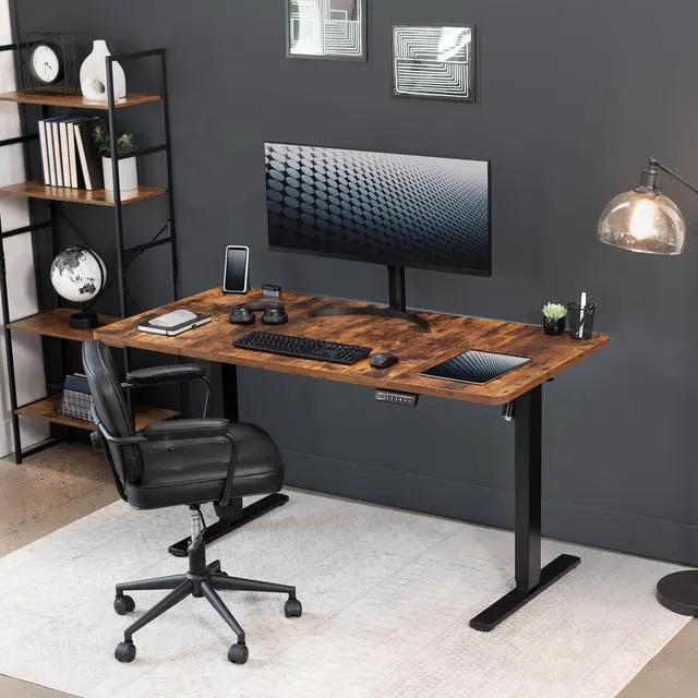 Alt view image 2 of 7 - Universal 60 x 30 inch Table Top for Standard and Sit to Stand Height Adjustable Home and Office Desk Frames, Rustic Vintage Brown Desktop, DESK-TOP60-30N