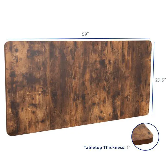 Alt view image 3 of 7 - Universal 60 x 30 inch Table Top for Standard and Sit to Stand Height Adjustable Home and Office Desk Frames, Rustic Vintage Brown Desktop, DESK-TOP60-30N