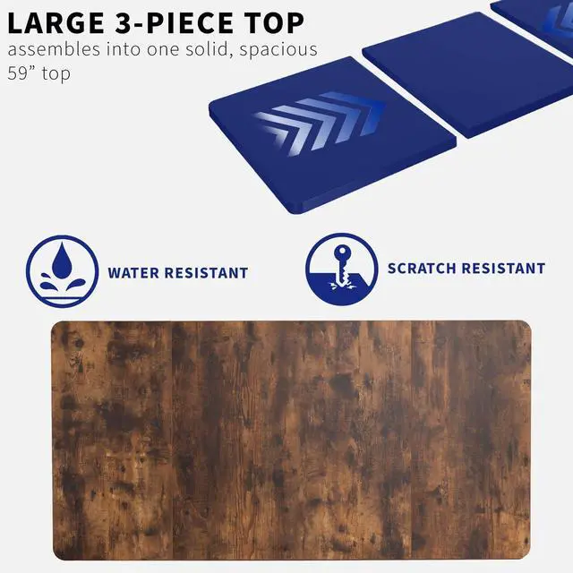 Alt view image 4 of 7 - Universal 60 x 30 inch Table Top for Standard and Sit to Stand Height Adjustable Home and Office Desk Frames, Rustic Vintage Brown Desktop, DESK-TOP60-30N