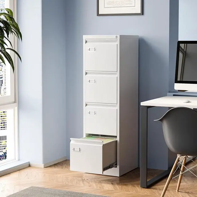 Alt view image 2 of 7 - 4 Drawer File Cabinet,Metal Filing Cabinets with Lock,18" Deep Vertical Filing Cabinets for Home Office,Steel Storage Cabinet fits Letter/Legal/A4 Size