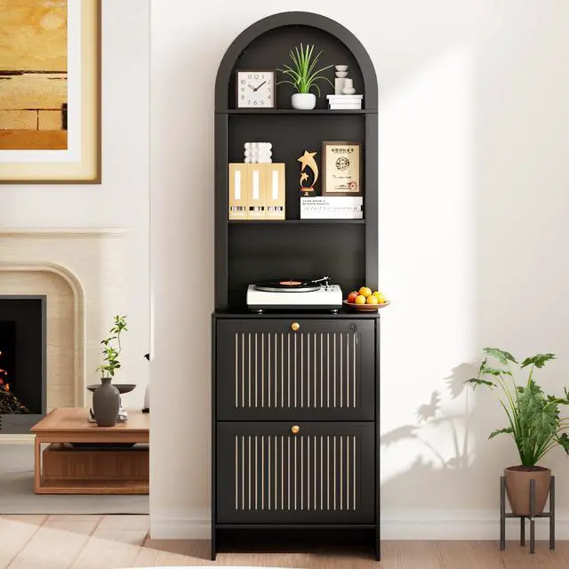 Alt view image 3 of 7 - 2 Drawer File Cabinet with Lock for Home Office Fits Legal/A4 File | 64.8''H Arch Filing Cabinet Can Hanging File Folders,Farmhouse Vertical File Cabinet for Office with Printer Stand Storage