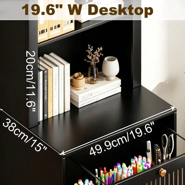 Alt view image 4 of 7 - 2 Drawer File Cabinet with Lock for Home Office Fits Legal/A4 File | 64.8''H Arch Filing Cabinet Can Hanging File Folders,Farmhouse Vertical File Cabinet for Office with Printer Stand Storage