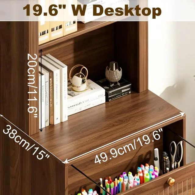 Alt view image 4 of 7 - 2 Drawer File Cabinet with Lock for Home Office Fits Lega/A4 File | 64.8''H Arch Filing Cabinet Can Hanging File Folders,Farmhouse Vertical File Cabinet for Office with Printer Stand Storage