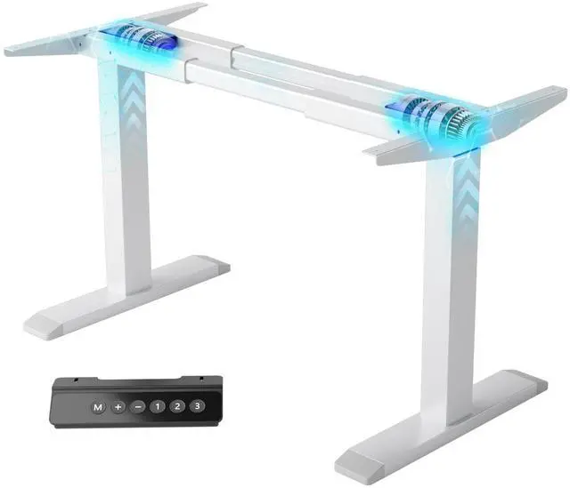 Main image of Dual Motor Electric Standing Desk Frame - 300 lbs Heavy Duty, 3 Memory Height Presets - Sit Stand Desk Frame, Computer Height Adjustable Desk Legs & Base for 43.3"-63" Desktop, White Frame Only