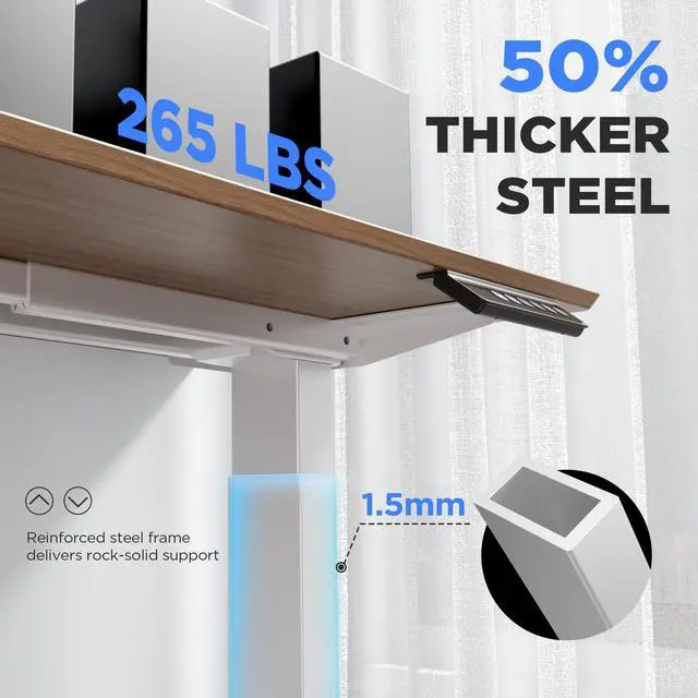 Alt view image 3 of 7 - Dual Motor Electric Standing Desk Frame - 300 lbs Heavy Duty, 3 Memory Height Presets - Sit Stand Desk Frame, Computer Height Adjustable Desk Legs & Base for 43.3"-63" Desktop, White Frame Only