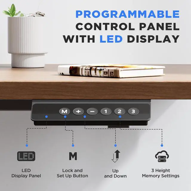 Alt view image 6 of 7 - Dual Motor Electric Standing Desk Frame - 300 lbs Heavy Duty, 3 Memory Height Presets - Sit Stand Desk Frame, Computer Height Adjustable Desk Legs & Base for 43.3"-63" Desktop, White Frame Only