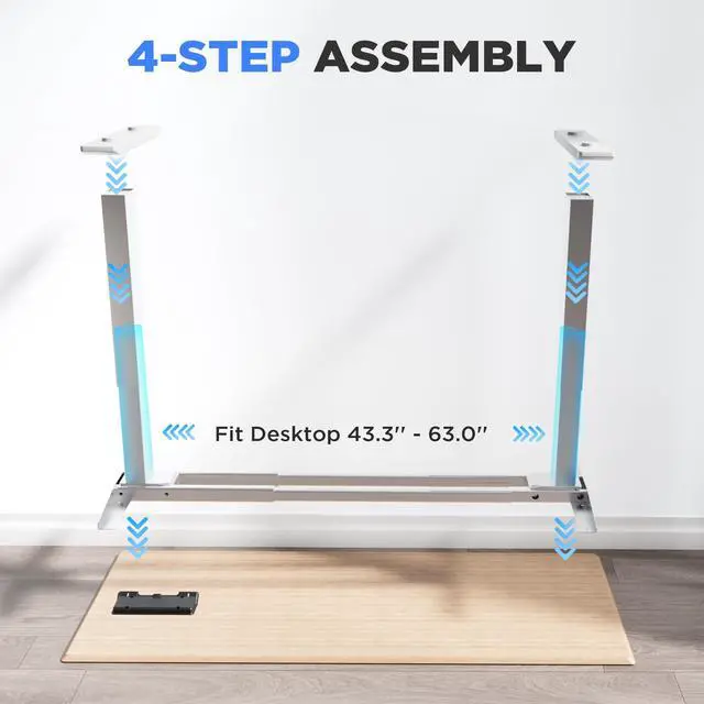 Alt view image 7 of 7 - Dual Motor Electric Standing Desk Frame - 300 lbs Heavy Duty, 3 Memory Height Presets - Sit Stand Desk Frame, Computer Height Adjustable Desk Legs & Base for 43.3"-63" Desktop, White Frame Only