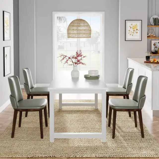 Alt view image 5 of 6 - Small Conference Table, 62.9" W x 31.5" D Meeting Room Table Boardroom Desk for Office Conference Room, Splicing Board with Metal Frame, White