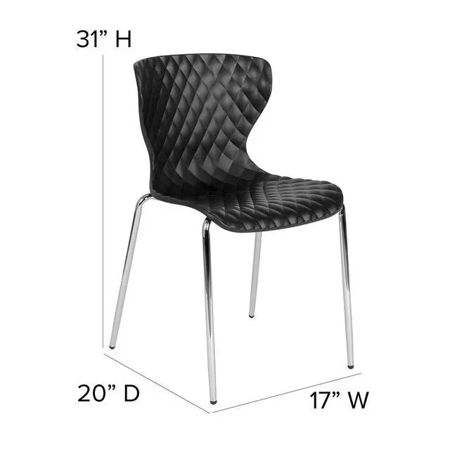 Alt view image 2 of 7 - Contemporary Design Black Plastic Stack Chair | Contemporary, Contoured Back and Seat, Waterfall Seat