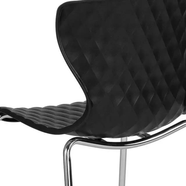 Alt view image 5 of 7 - Contemporary Design Black Plastic Stack Chair | Contemporary, Contoured Back and Seat, Waterfall Seat
