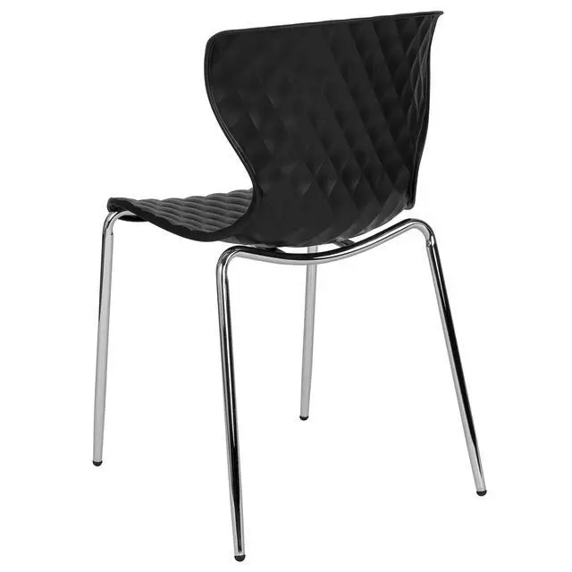Alt view image 7 of 7 - Contemporary Design Black Plastic Stack Chair | Contemporary, Contoured Back and Seat, Waterfall Seat