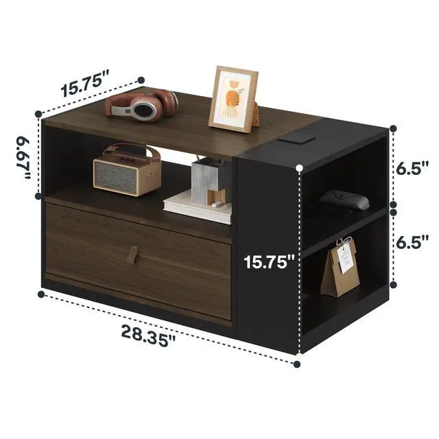 Alt view image 3 of 7 - H7 CAB 28" Storage Sit-Stand Desk with Pneumatic Lift | Computer workstation desk with drawer and cabinet storage. Compact desk for small spaces and home office.25.8"41.3",Black