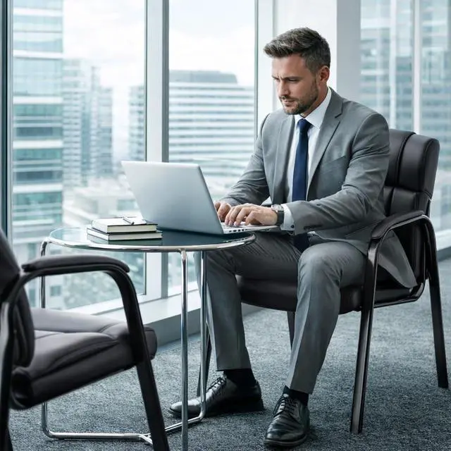 Alt view image 2 of 7 - Office Guest Chair, PU Leather Padded Arms,Set of 4 | Waiting rooms, reception areas, conference rooms, clinics, metal frame, no wheels, high-density cushion, ergonomic backrest