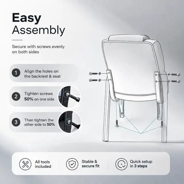 Alt view image 7 of 7 - Office Guest Chair, PU Leather Padded Arms,Set of 4 | Waiting rooms, reception areas, conference rooms, clinics, metal frame, no wheels, high-density cushion, ergonomic backrest