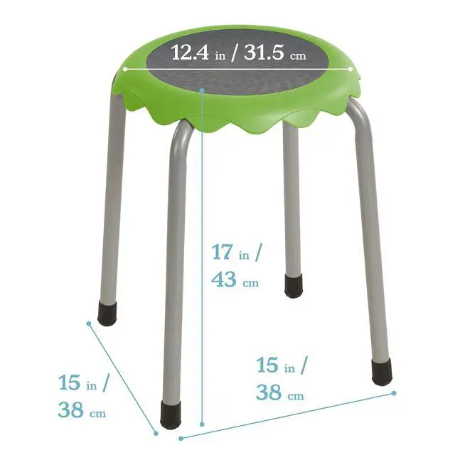 Alt view image 3 of 6 - Daisy Stackable Stool with Glides Seating Set, Flexible Seating, Assorted, 8-Piece | Durable plastic and steel, GREENGUARD Gold Certified, 275 lb capacity, fully assembled, glides, classroom/home use