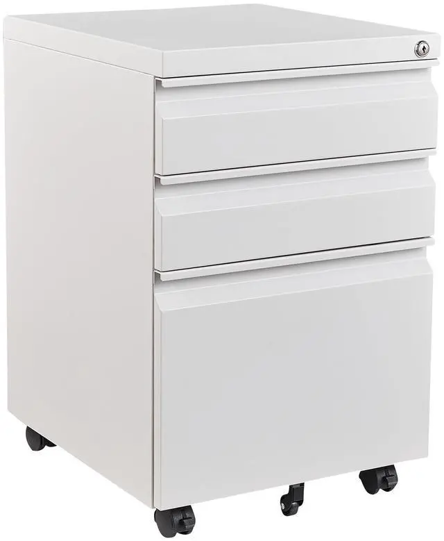 Main image of Mobile File Cabinet with Lock Under Desk 3 Drawer Metal Filing Cabinet Locking Office Mobile Cabinet with Wheels Under Desk Office Drawers Rolling Mobile File Cabinet Fully Assembled