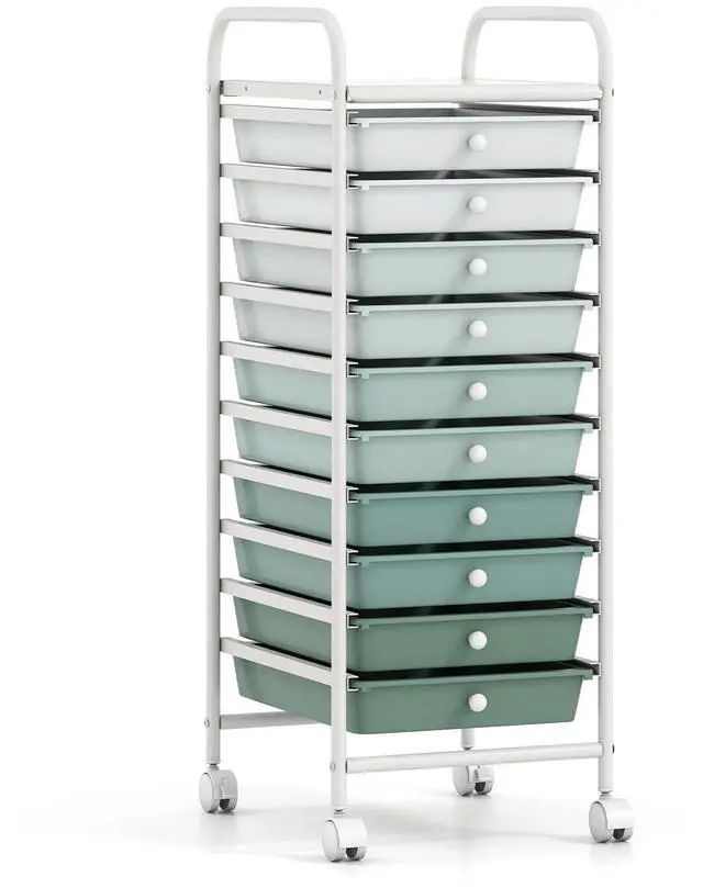 Main image of Craft Organizers and Storage Cart - Rolling Cart with 10 Drawers, Lockable Casters for Tools, Mobile Art Craft Organizers, Utility Cart for School Home Office, Craft Cart (Gradient Green)