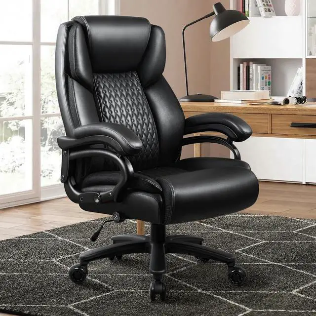 Alt view image 2 of 7 - 600lbs Heavy Duty Office Chair for Low Back Pain Relief, Big and Tall Office Chair with Ergonomic Lumbar Support, High Back Executive Chair with Quiet Rubber Wheel
