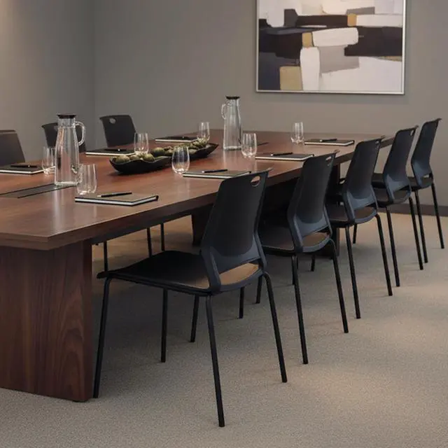 Alt view image 2 of 7 - Black Stacking Chairs Set of 4, Plastic Stackable Chair for Office Conference Waiting Break Room