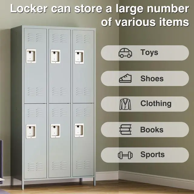 Alt view image 3 of 5 - Metal Lockers for Employees Steel Locker Large School Locker Metal Wall Locker Office Employee Lock Box Steel Storage Cabinet Storage Locker Cabinet for Home Gym Office School Garage