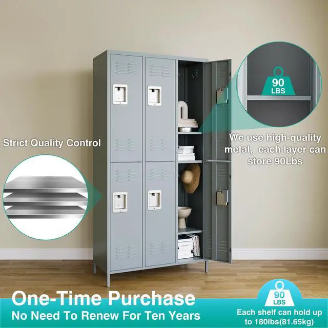 Alt view image 5 of 5 - Metal Lockers for Employees Steel Locker Large School Locker Metal Wall Locker Office Employee Lock Box Steel Storage Cabinet Storage Locker Cabinet for Home Gym Office School Garage