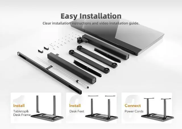 Alt view image 6 of 7 - Glass Standing Desk with Drawers, 40 x 24 Inch Electric Stand Up Desk with USB Ports, Adjustable Height for Home Office, Black