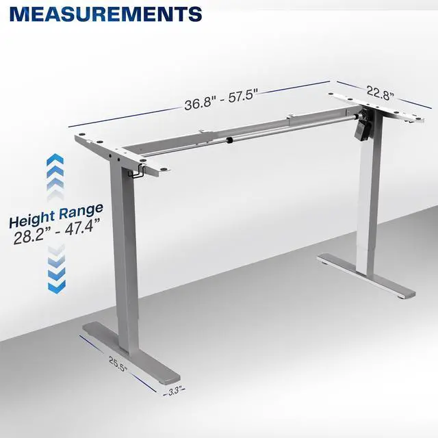 Alt view image 3 of 7 - Electric Stand Up Desk Frame Workstation, Frame Only with 220 lbs Capacity, Brushless Motor Standing Height Adjustable Legs with Memory Controller, Gray, DESK-V100EGY