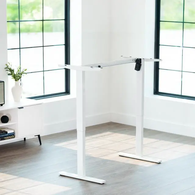 Alt view image 2 of 6 - Electric Stand Up Desk Frame Workstation, Frame Only with 220 lbs Capacity, Brushless Motor Standing Height Adjustable Legs with Memory Controller, White, DESK-V100EWY
