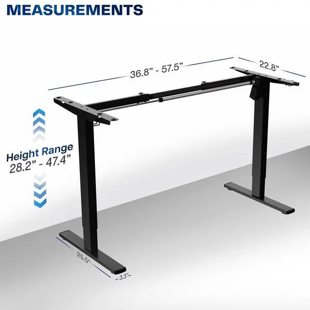 Alt view image 3 of 7 - Electric Stand Up Desk Frame Workstation, Frame Only with 220 lbs Capacity, Brushless Motor Standing Height Adjustable Legs with Memory Controller, Black, DESK-V100EBY