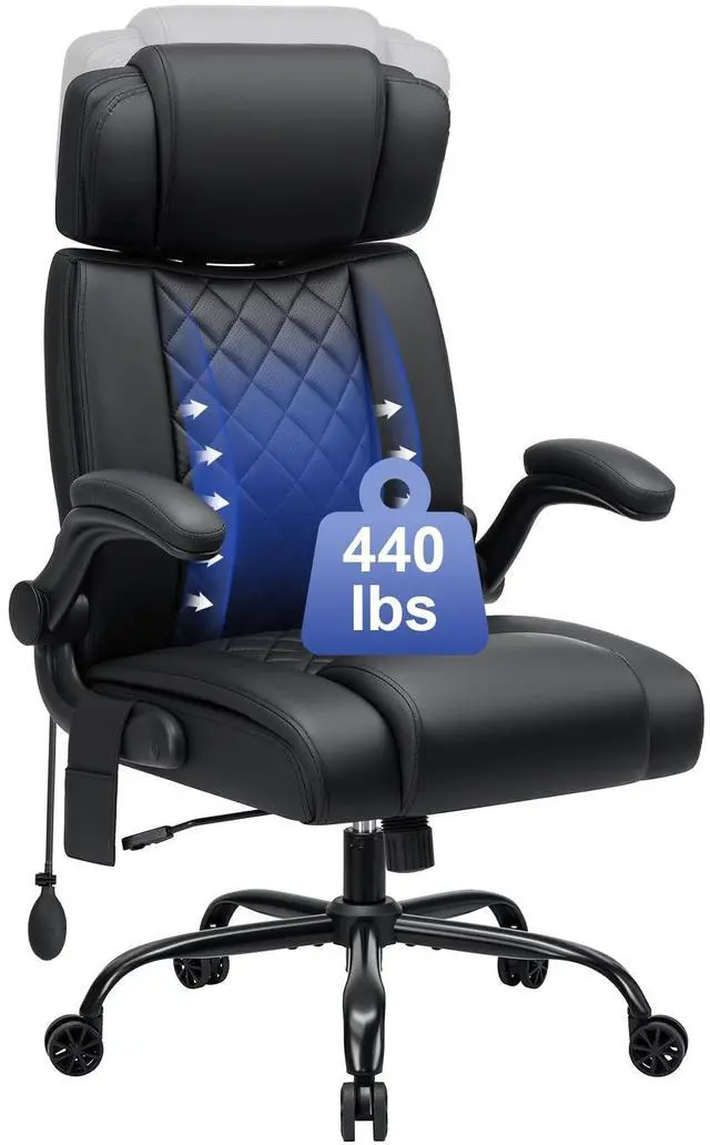 Main image of Comfy Computer Chair with Adjustable Lumbar Support (Black) | Executive Office Chair with Headrest Ergonomic Swivel Rolling Office Chair with Flip-up Arms for Work,Study