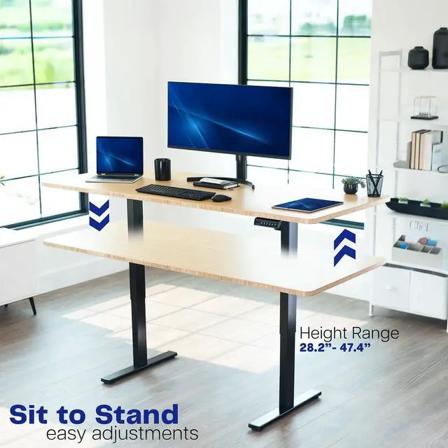 Alt view image 6 of 7 - Electric Stand Up Desk Frame Workstation, Frame Only with 220 lbs Capacity, Brushless Motor Standing Height Adjustable Legs with Memory Controller, Black, DESK-V100EBY