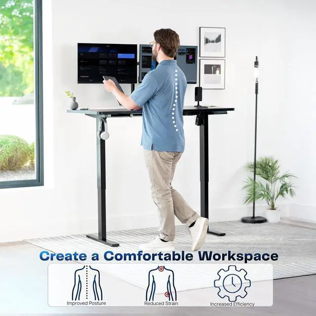 Alt view image 7 of 7 - Electric Stand Up Desk Frame Workstation, Frame Only with 220 lbs Capacity, Brushless Motor Standing Height Adjustable Legs with Memory Controller, Black, DESK-V100EBY