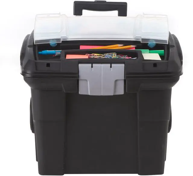 Alt view image 2 of 7 - Portable File Box on Wheels, 15 x 16 x 14.25 Inches, Black (61507U01C)