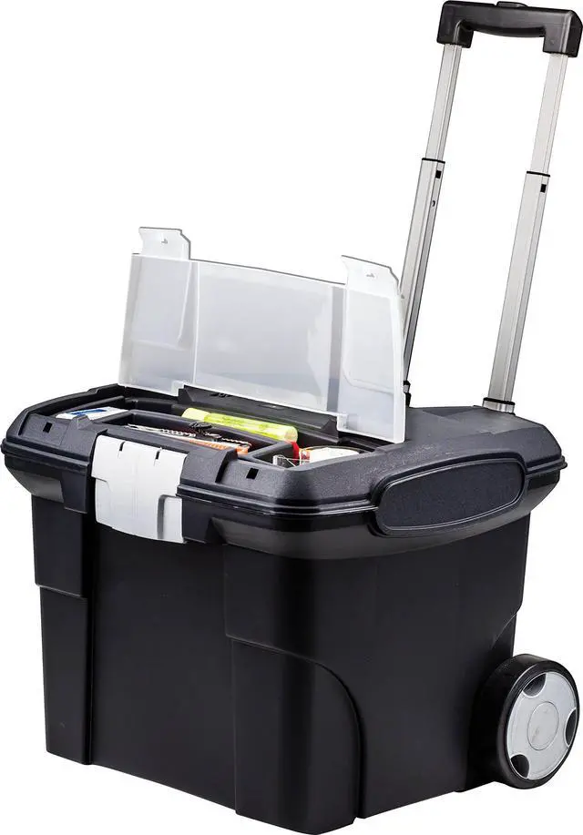 Alt view image 6 of 7 - Portable File Box on Wheels, 15 x 16 x 14.25 Inches, Black (61507U01C)