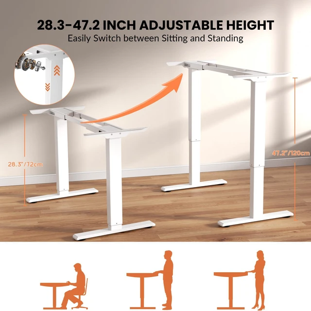 Alt view image 2 of 7 - Dual Motor Electric Standing Desk Frame, Height Adjustable Desk Legs for Max 70.8" Desktop, 330 LBS Capacity Sit Stand Up Base with 3 Memory Presets for Home Office, White (Frame Only)