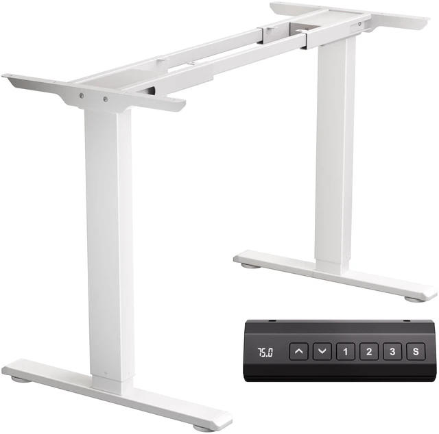 Main image of Dual Motor Electric Standing Desk Frame, Height Adjustable Desk Legs for Max 70.8" Desktop, 330 LBS Capacity Sit Stand Up Base with 3 Memory Presets for Home Office, White (Frame Only)