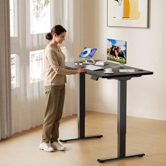 Alt view image 2 of 7 - Dual Motor Electric Standing Desk Frame,Height Adjustable Desk Legs with 330 lbs Capacity,Ergonomic Sit Stand Up Base Workstation for Home Office,Black Frame Only