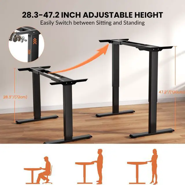 Alt view image 3 of 7 - Dual Motor Electric Standing Desk Frame,Height Adjustable Desk Legs with 330 lbs Capacity,Ergonomic Sit Stand Up Base Workstation for Home Office,Black Frame Only