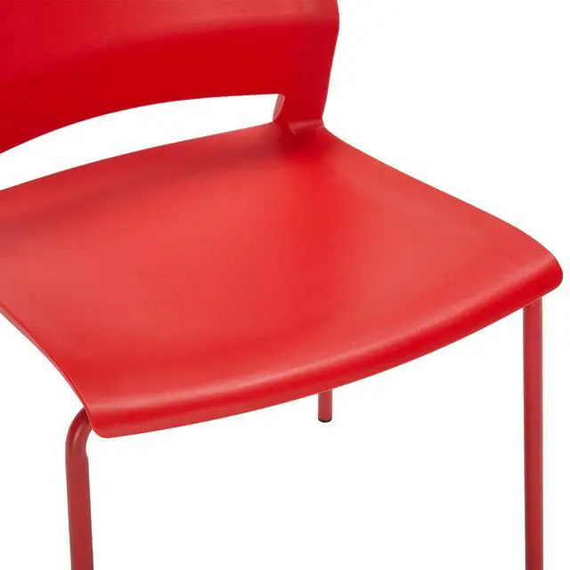 Alt view image 7 of 7 - Stackable Office Chairs, Red Guest Chairs with Comfortable Streamline Seat, Stacking Chairs No Wheels for Conference Room, Set of 4