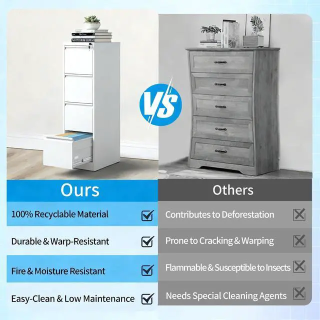 Alt view image 6 of 7 - 4 Drawer File Cabinet with Lock, Metal Filing Cabinets for Home Office | Vertical File Cabinet Heavy Duty Steel Office Storage Cabinet for Letter Legal A4 Size Files, Easy Assembly