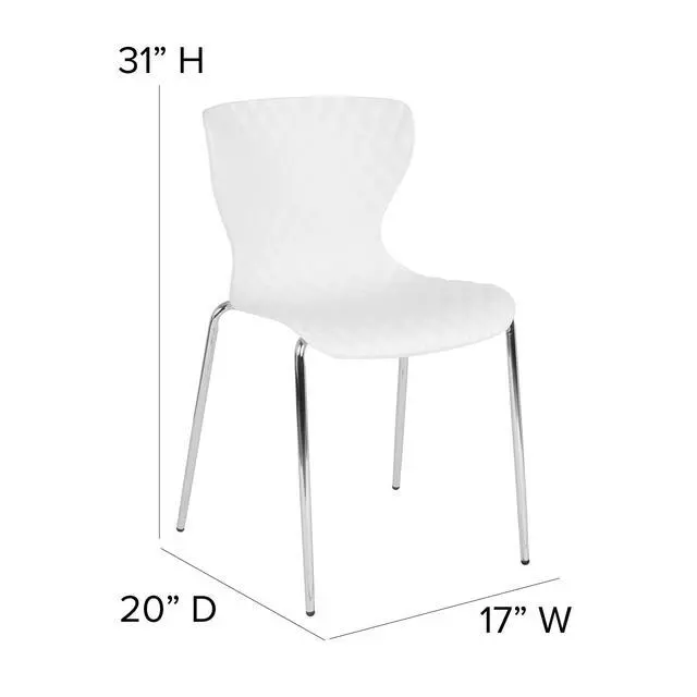 Alt view image 2 of 7 - Contemporary Design White Plastic Stack Chair | Contemporary, Contoured Back and Seat, Waterfall Seat
