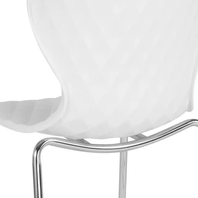 Alt view image 5 of 7 - Contemporary Design White Plastic Stack Chair | Contemporary, Contoured Back and Seat, Waterfall Seat