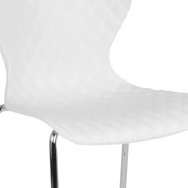 Alt view image 6 of 7 - Contemporary Design White Plastic Stack Chair | Contemporary, Contoured Back and Seat, Waterfall Seat