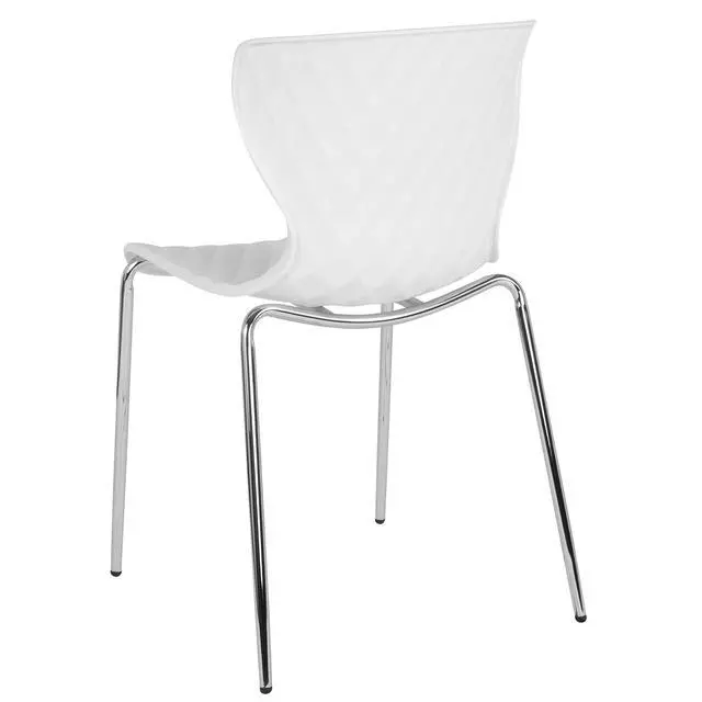 Alt view image 7 of 7 - Contemporary Design White Plastic Stack Chair | Contemporary, Contoured Back and Seat, Waterfall Seat